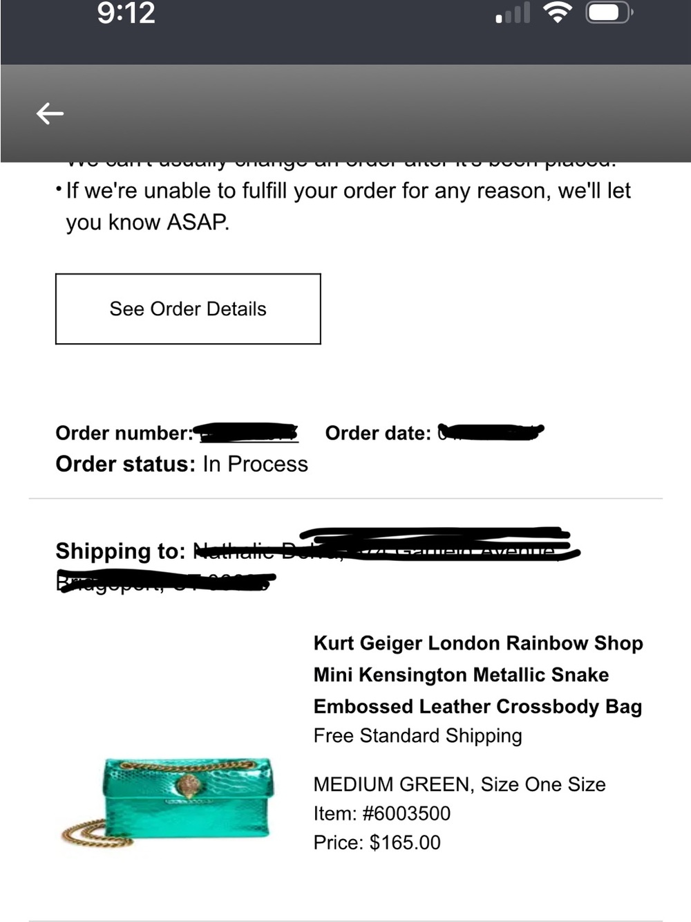 Kurt Geiger Metallic snake print Emerald Green mini Bag with brushed Gold Chain - Picture 10 of 10
